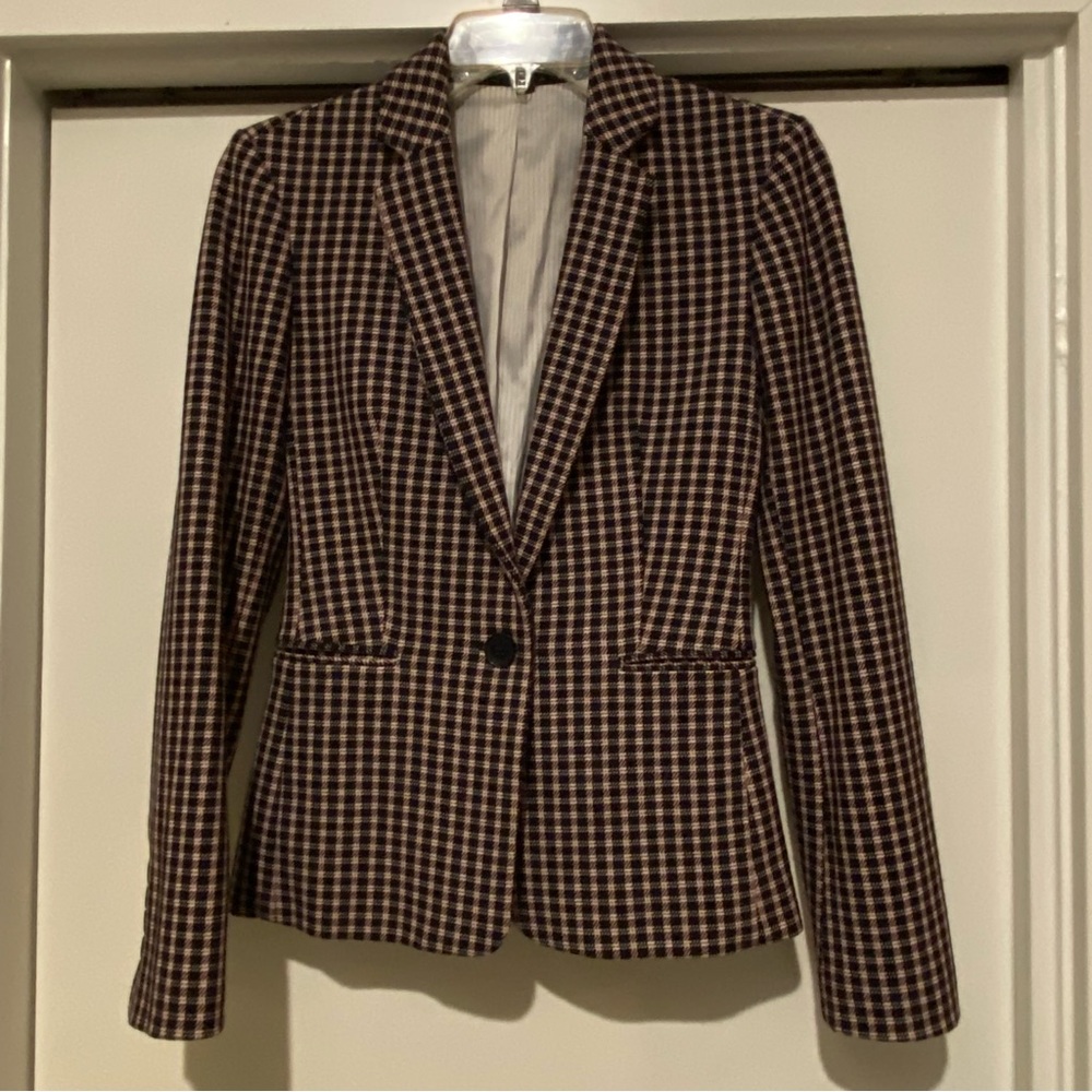 Plaid blazer pink & black